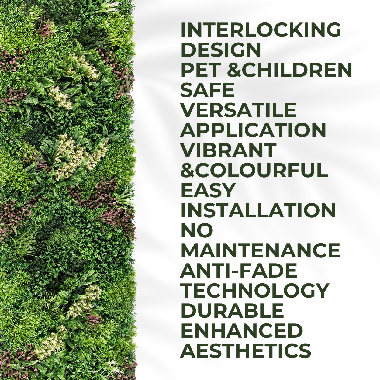 Lakeside - Pack of Three Artificial Living Wall Panels - 1m x 1m Each