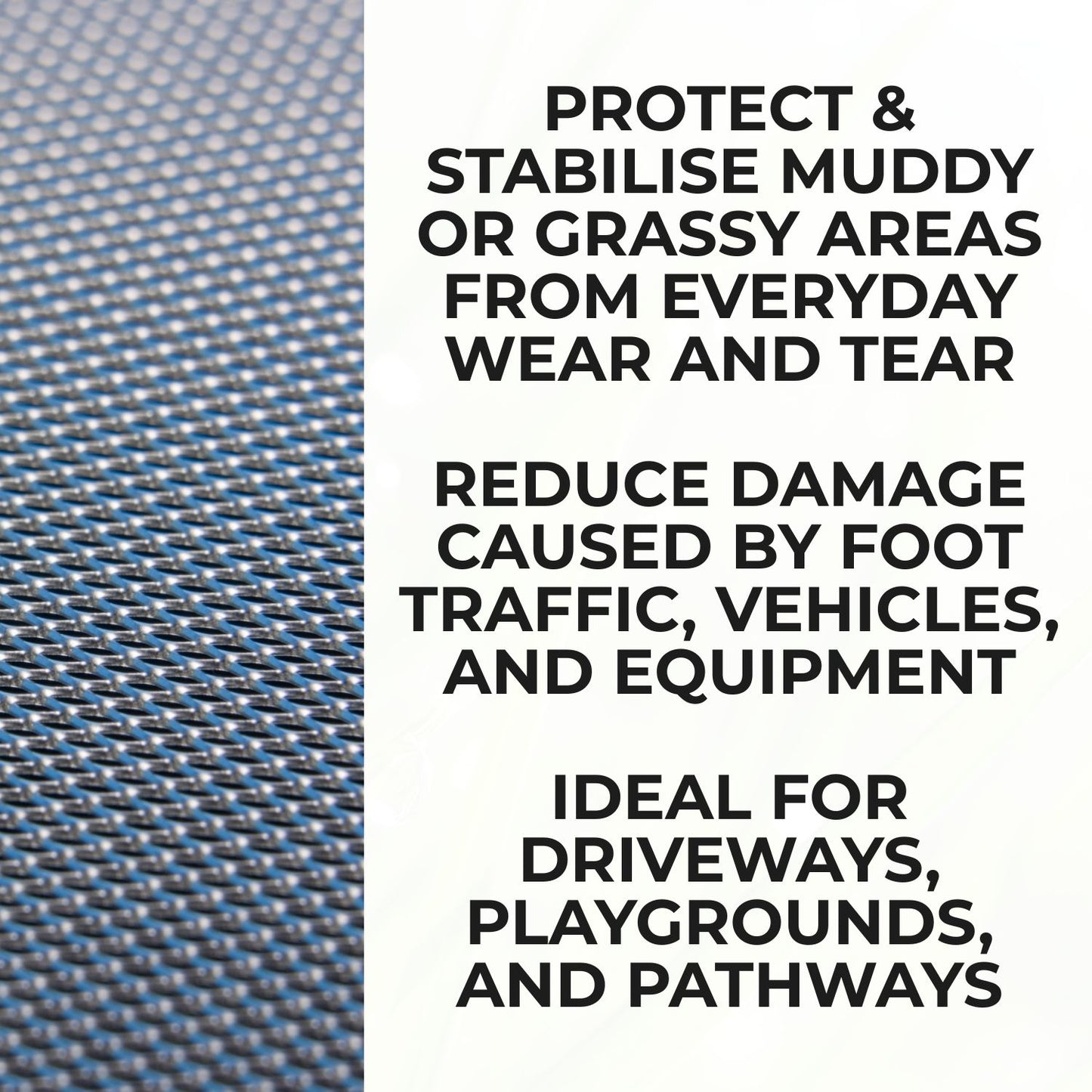 Grass Reinforcement Protection Mesh Roll - Heavy Duty 460gsm Flexible Black Plastic