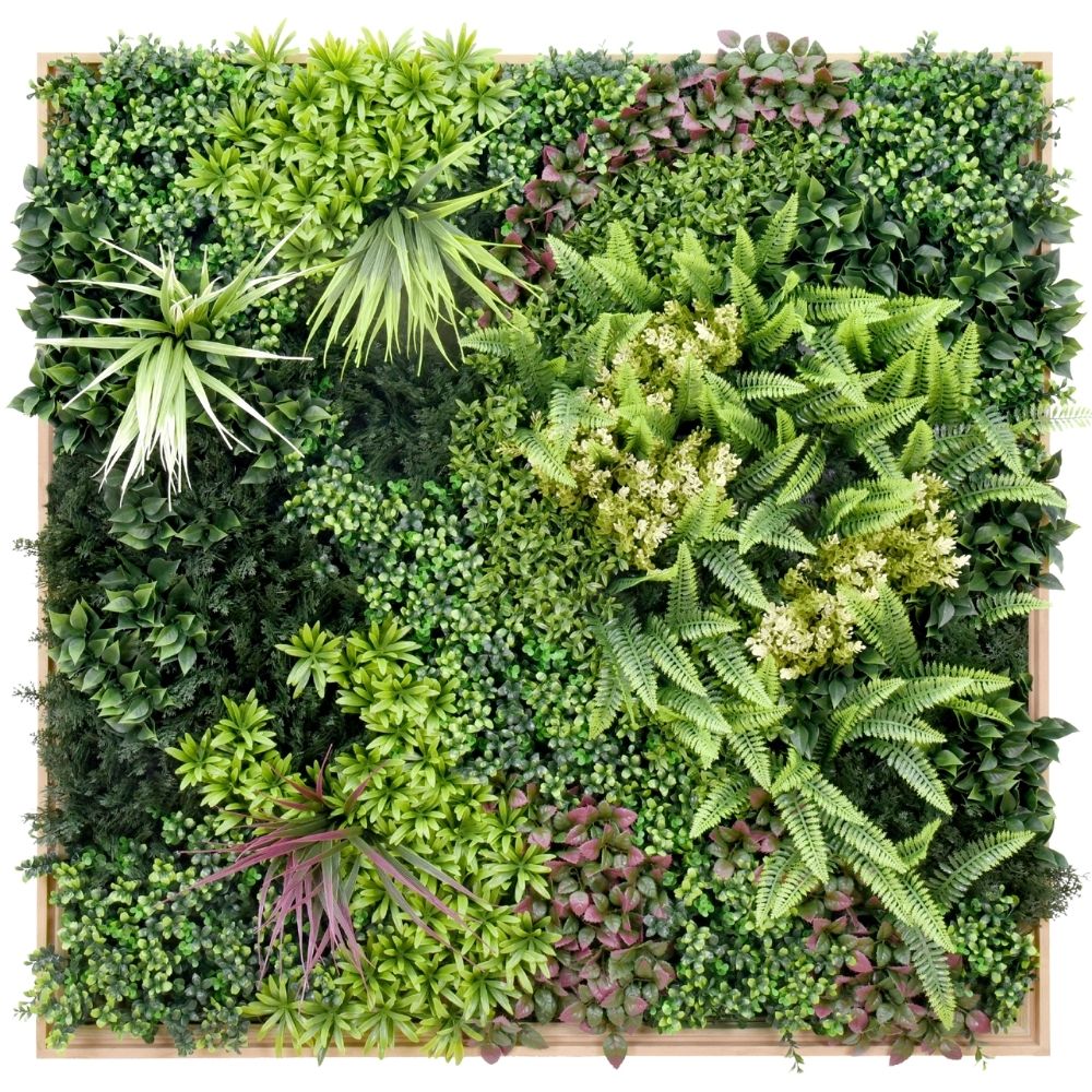 Ferns & Flora - Artificial Living Panel Luxury Framed Foliage - 1m Wide