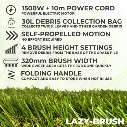 Lazy-Brush Artificial Grass Brush Electric Rake and Leaf Collector