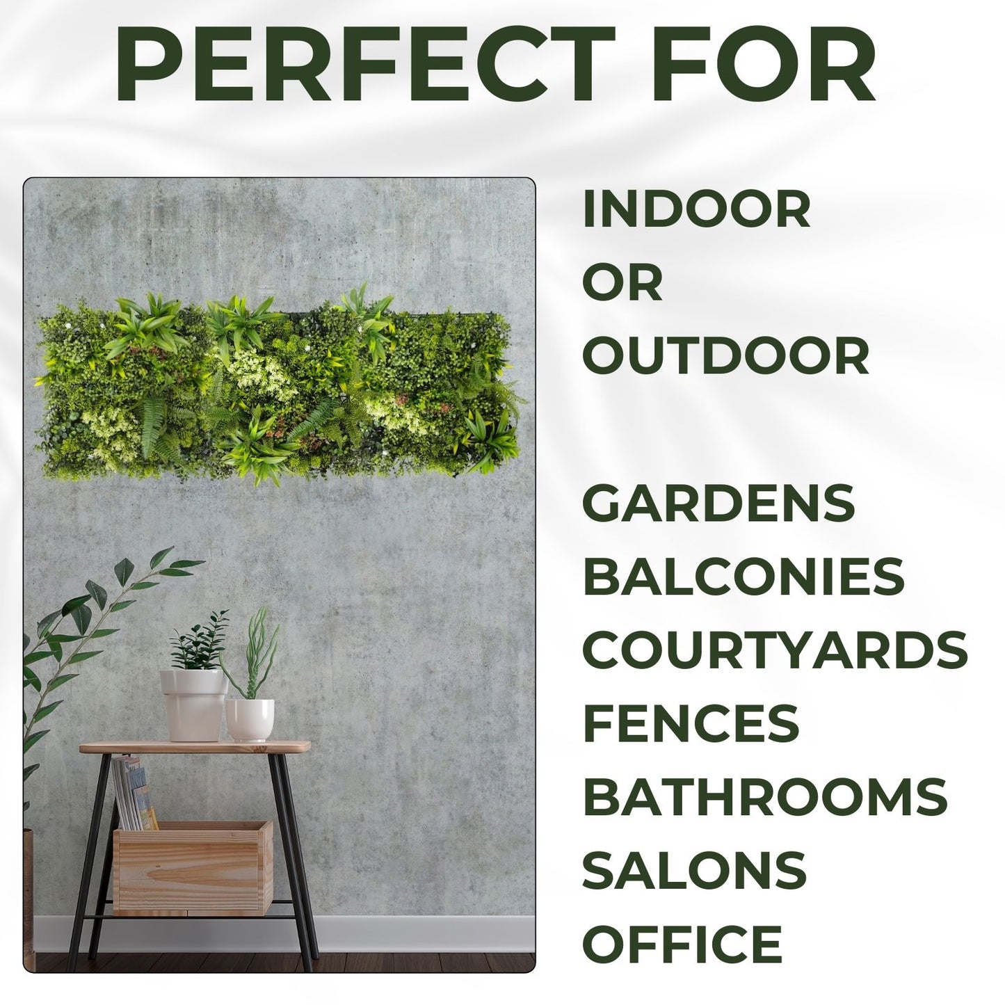 Meadow Nest - Set of Three Artificial Living Wall Panels - 50cm x 50cm Each