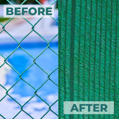 Privacy Fence Screening Shade Netting - Heavy Duty 170 GSM Woven UV Resistant Fabric - Fixings Included - Weatherproof - 5m Long - Green