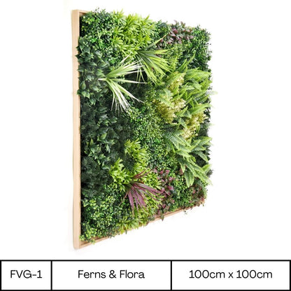 Ferns & Flora - Artificial Living Panel Luxury Framed Foliage - 1m Wide