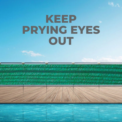 Privacy Fence Screening Shade Netting - Heavy Duty 170 GSM Woven UV Resistant Fabric - Fixings Included - Weatherproof - 5m Long - Green