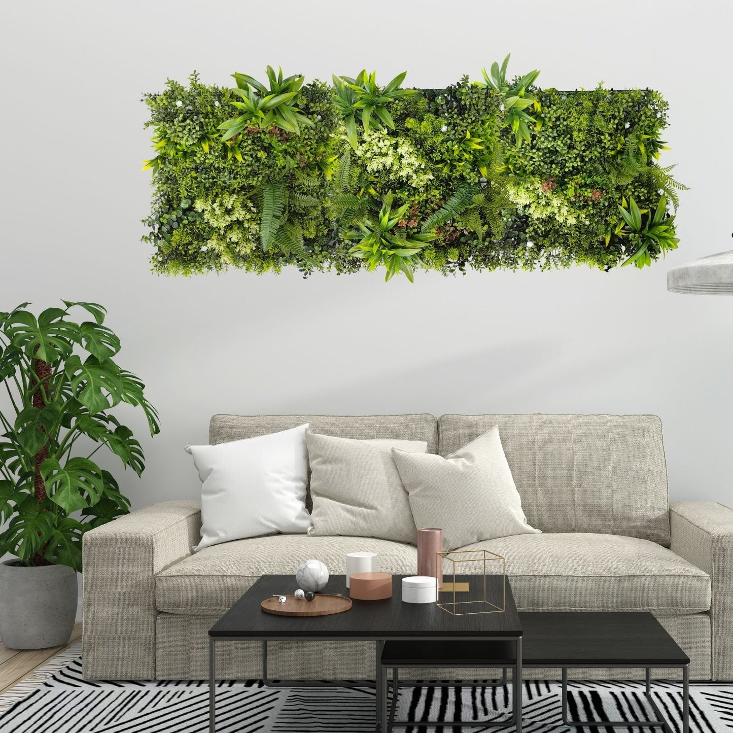 Meadow Nest - Set of Three Artificial Living Wall Panels - 50cm x 50cm Each