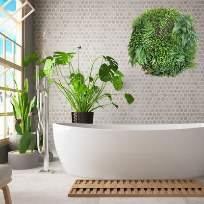 Floral Cascade - Artificial Living Wall Panel Luxury Framed Foliage - Circle - 1m Wide