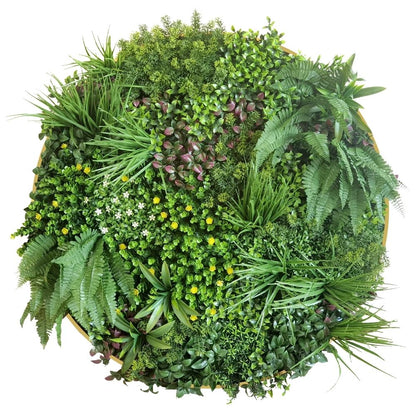 Floral Cascade - Artificial Living Wall Panel Luxury Framed Foliage - Circle - 1m Wide