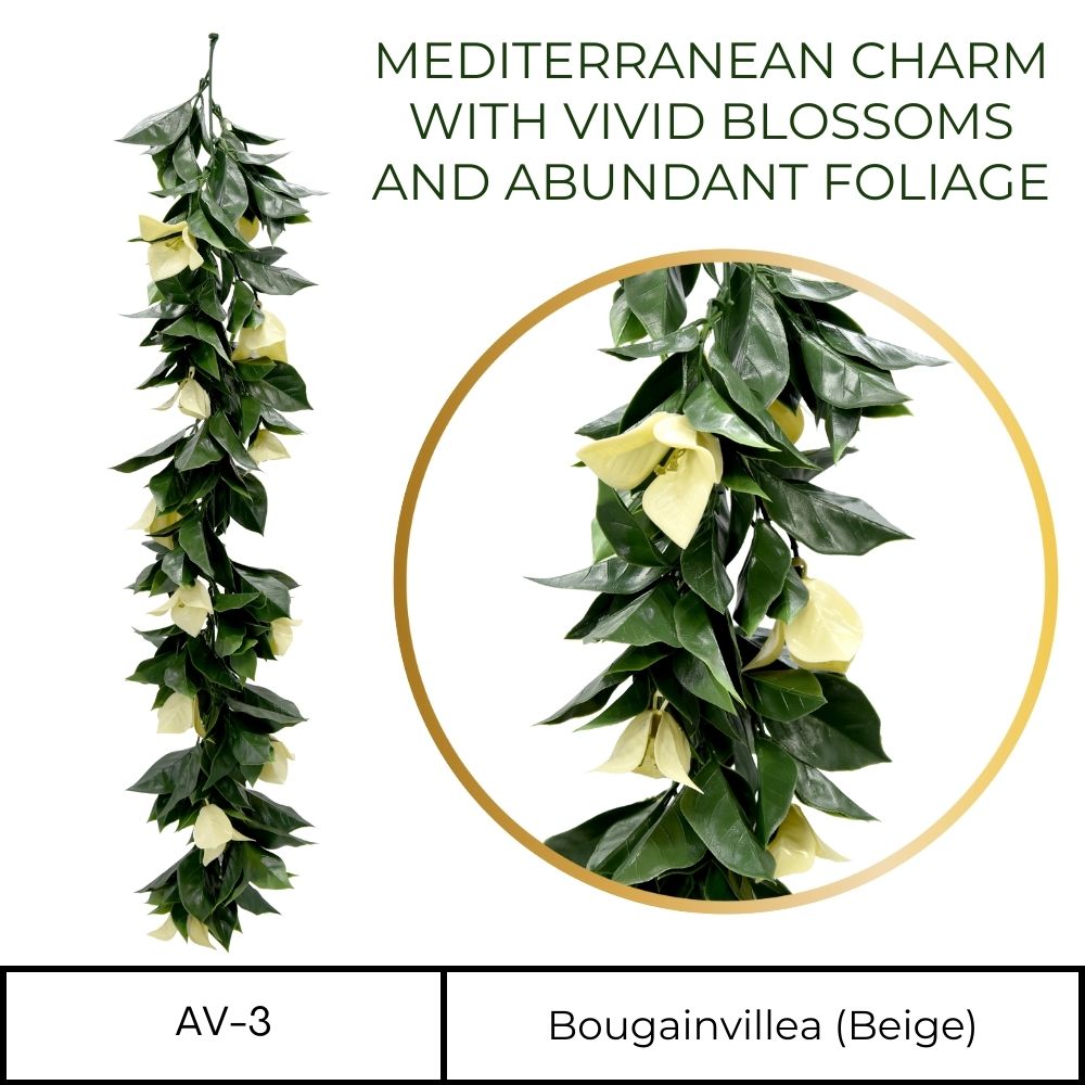 Bougainvillea (Beige) - Artificial Hanging Vines 60cm