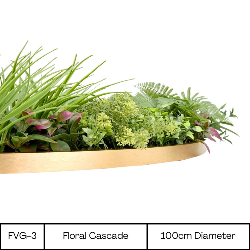 Floral Cascade - Artificial Living Wall Panel Luxury Framed Foliage - Circle - 1m Wide