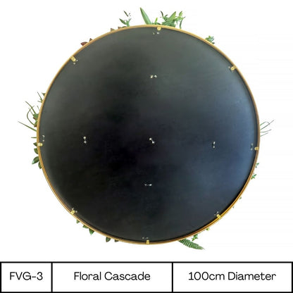 Floral Cascade - Artificial Living Wall Panel Luxury Framed Foliage - Circle - 1m Wide