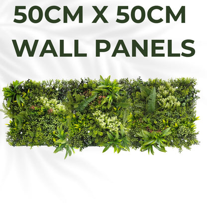 Meadow Nest - Set of Three Artificial Living Wall Panels - 50cm x 50cm Each