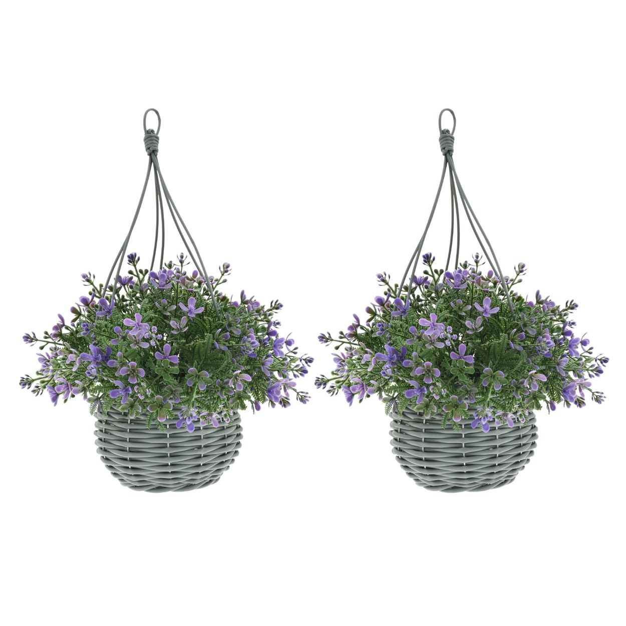Artificial Floral Hanging Basket UV Resistant 34cm Indoor Outdoor