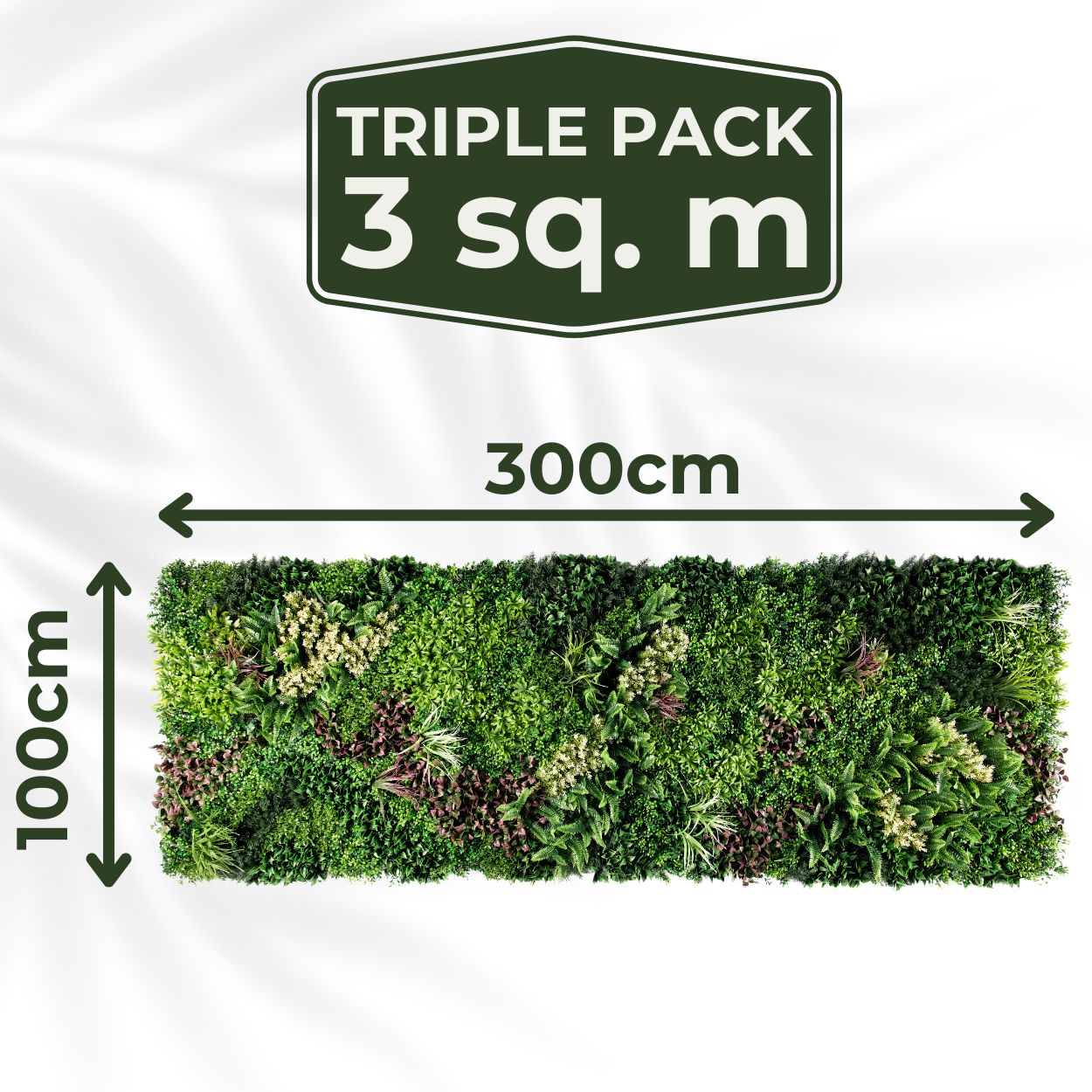 Lakeside - Pack of Three Artificial Living Wall Panels - 1m x 1m Each