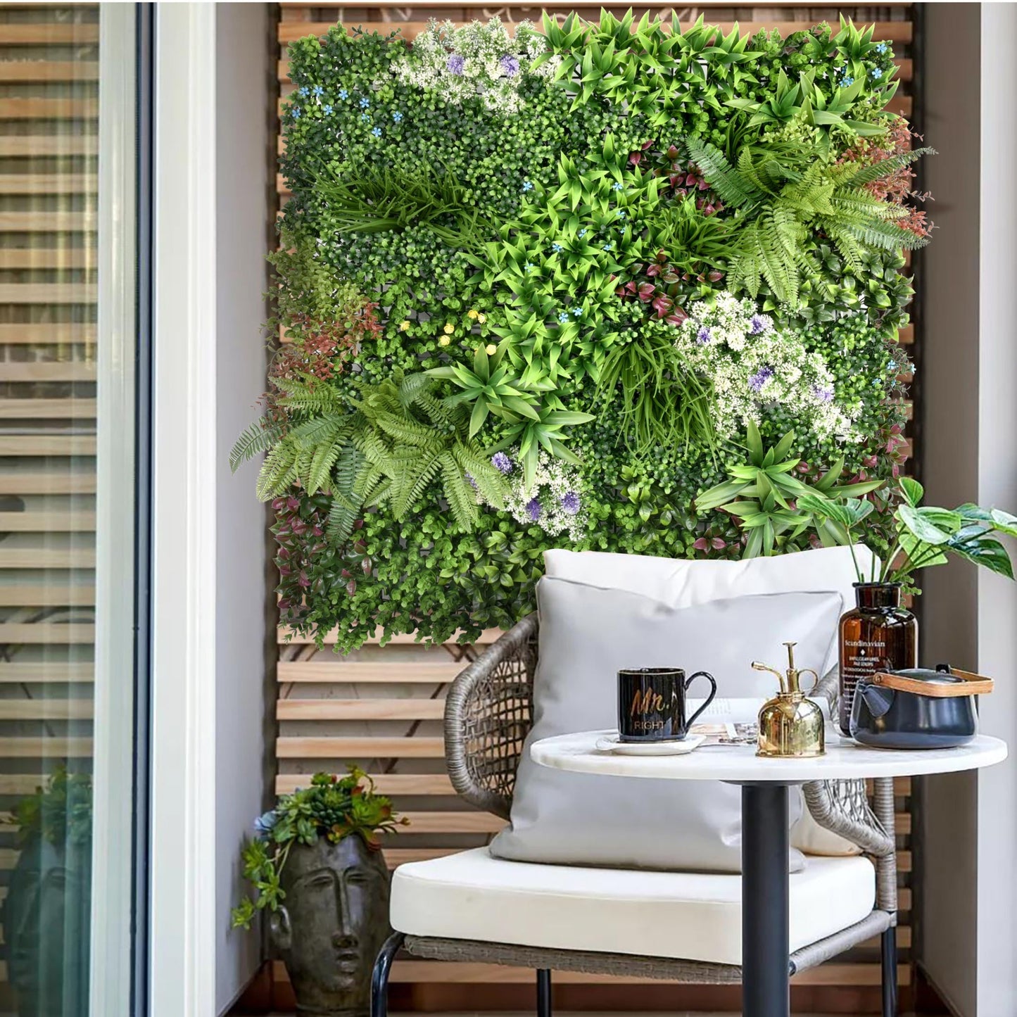 Country Garden - Artificial Living Wall Panel - 1m x 1m
