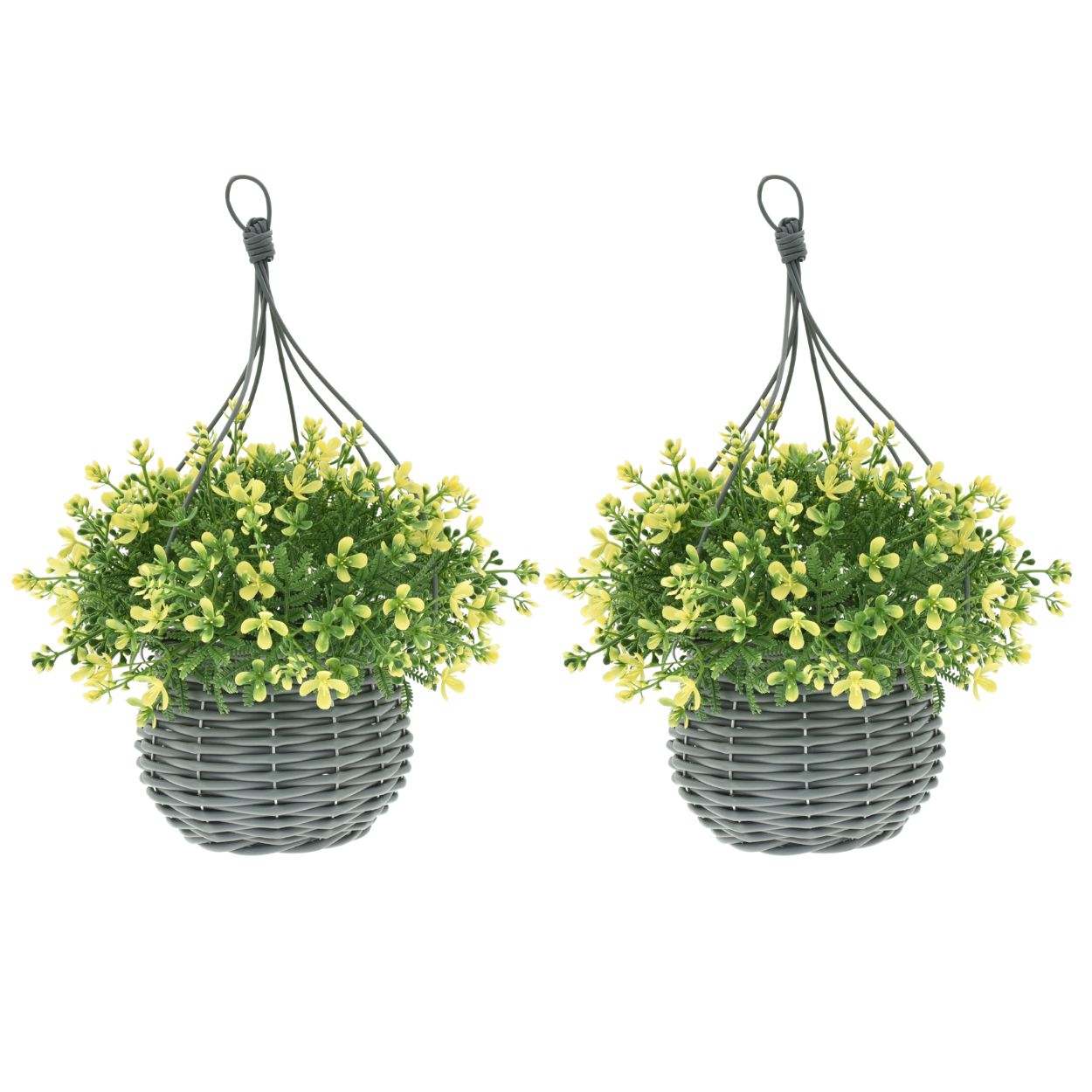 Artificial Floral Hanging Basket UV Resistant 34cm Indoor Outdoor