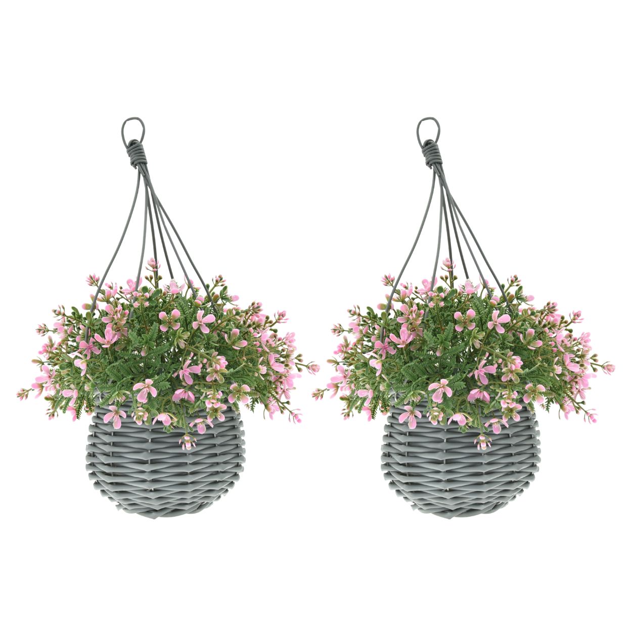 Artificial Floral Hanging Basket UV Resistant 34cm Indoor Outdoor