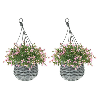 Artificial Floral Hanging Basket UV Resistant 34cm Indoor Outdoor