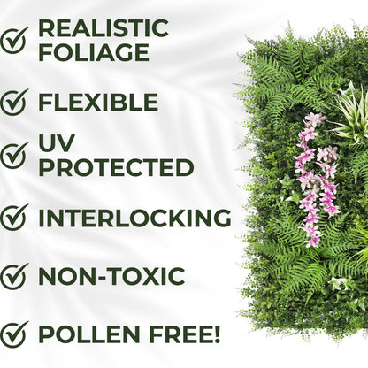 Glade Bloom - Artificial Living Wall Panel - 1m x 1m