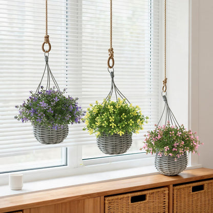 Artificial Floral Hanging Basket UV Resistant 34cm Indoor Outdoor