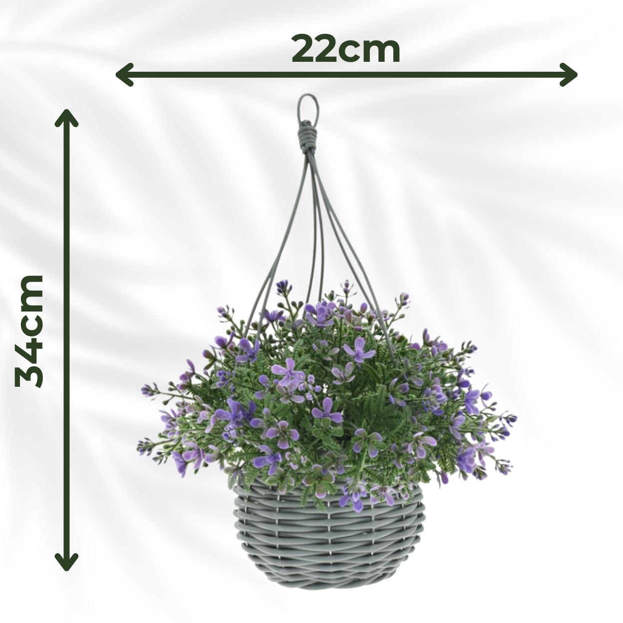 Artificial Floral Hanging Basket UV Resistant 34cm Indoor Outdoor