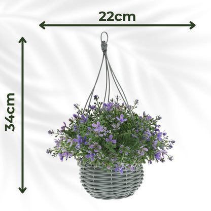 Artificial Floral Hanging Basket UV Resistant 34cm Indoor Outdoor