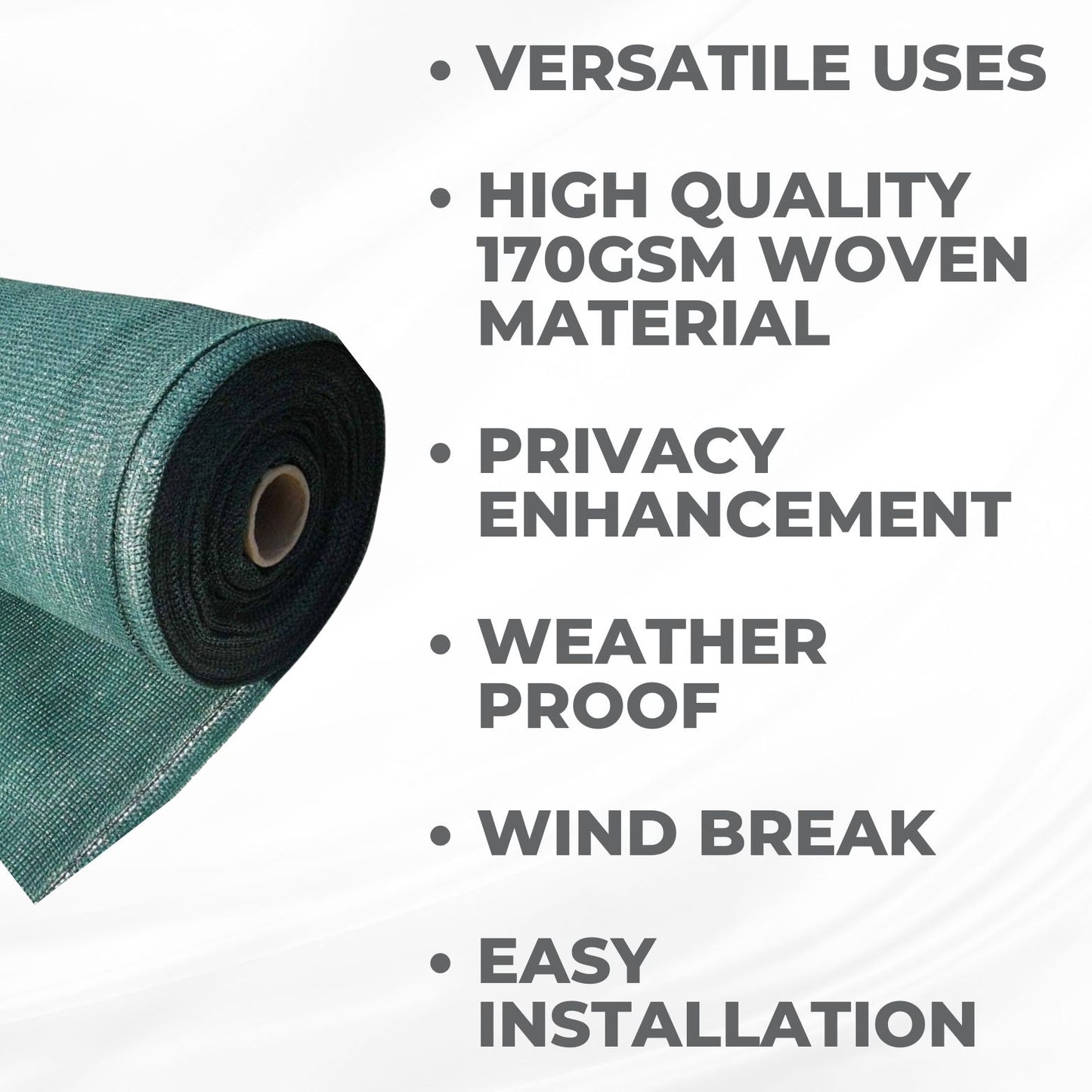 Privacy Fence Screening Shade Netting - Heavy Duty 170 GSM Woven UV Resistant Fabric - Fixings Included - Weatherproof - 5m Long - Green