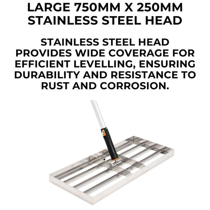 Lawn Levelling Rake Lute - 75cm x 25cm