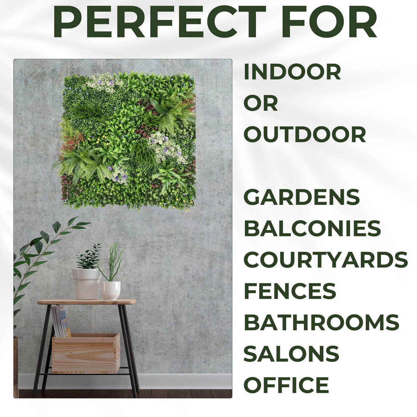 Country Garden - Artificial Living Wall Panel - 1m x 1m