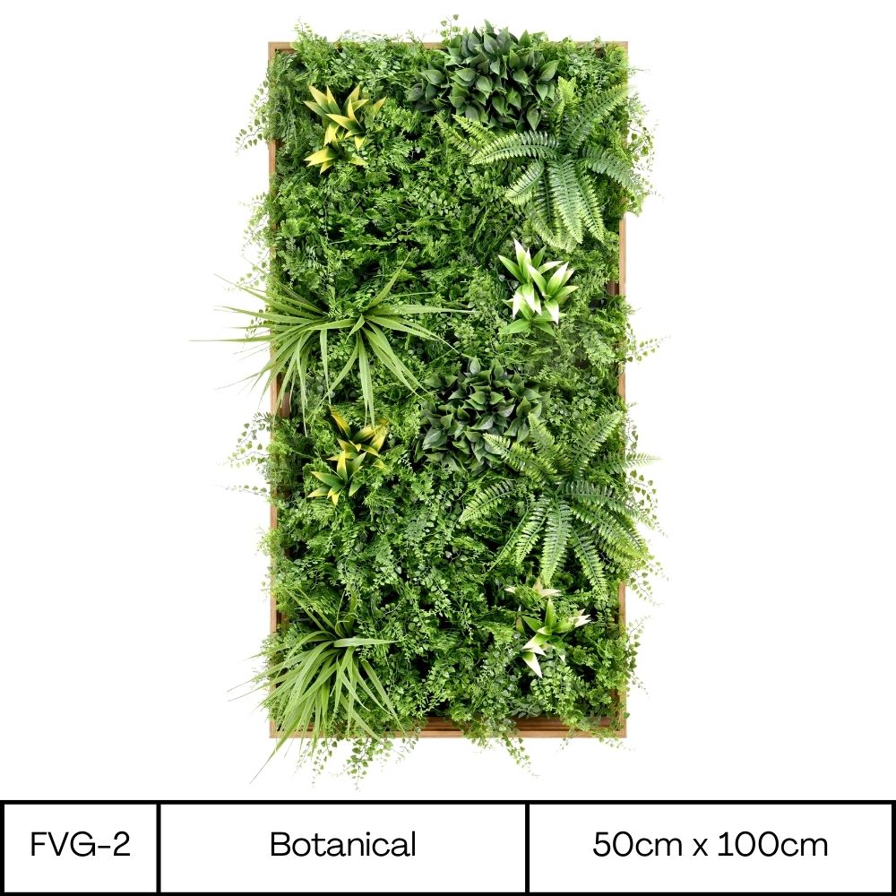 Botanical - Artificial Living Panel Luxury Framed Foliage - Rectangle - 50cm x 100cm