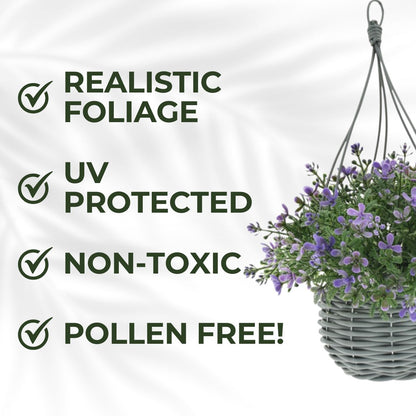 Artificial Floral Hanging Basket UV Resistant 34cm Indoor Outdoor