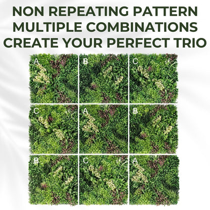 Lakeside - Pack of Three Artificial Living Wall Panels - 1m x 1m Each