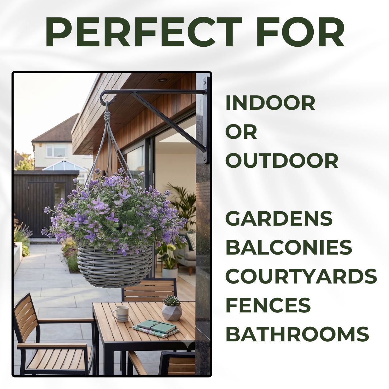 Artificial Floral Hanging Basket UV Resistant 34cm Indoor Outdoor