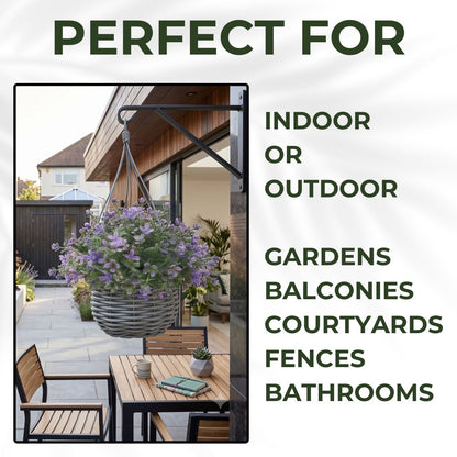 Artificial Floral Hanging Basket UV Resistant 34cm Indoor Outdoor