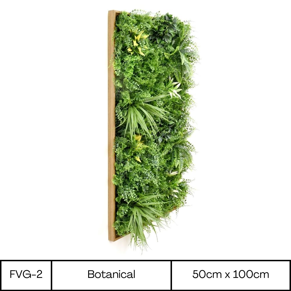 Botanical - Artificial Living Panel Luxury Framed Foliage - Rectangle - 50cm x 100cm