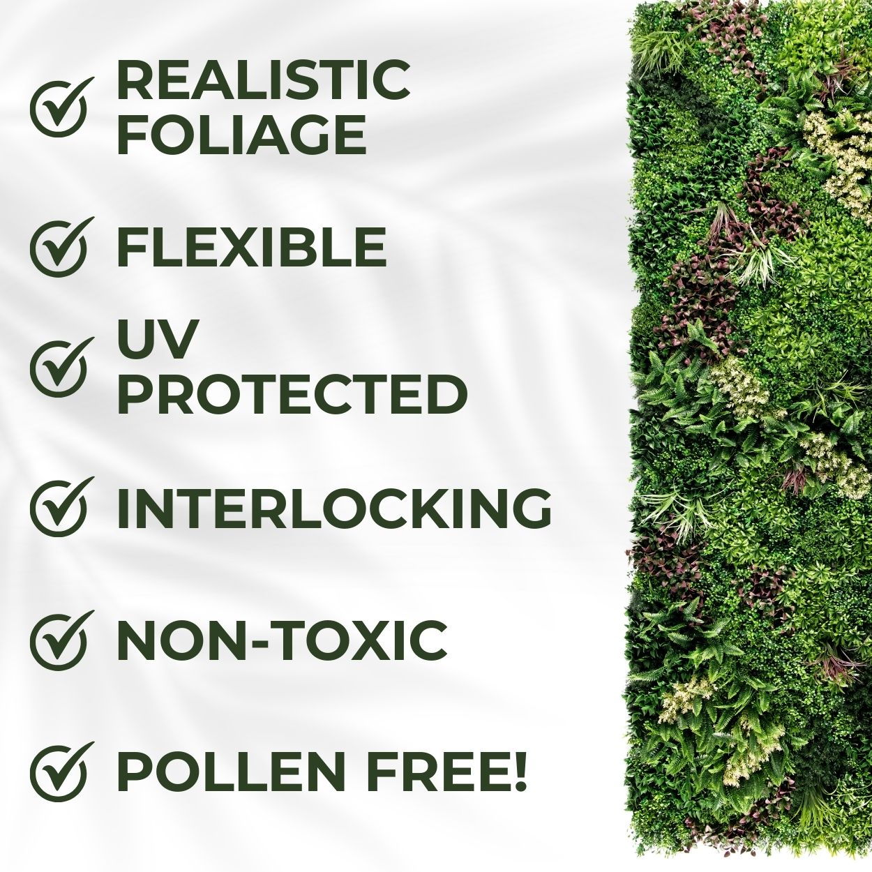 Lakeside - Pack of Three Artificial Living Wall Panels - 1m x 1m Each