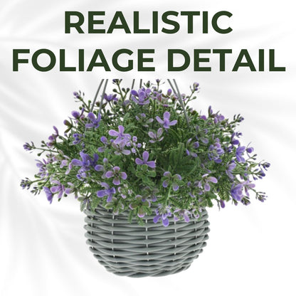 Artificial Floral Hanging Basket UV Resistant 34cm Indoor Outdoor