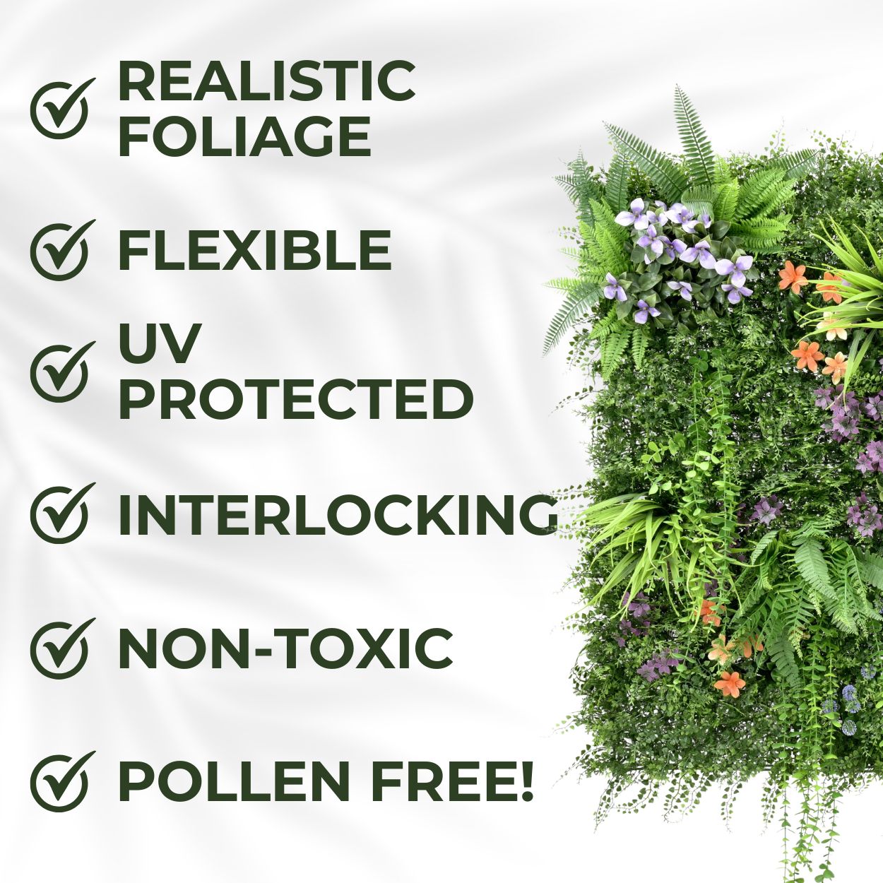 Wildgrove - Artificial Living Wall Panel - 1m x 1m