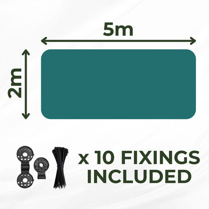 Privacy Fence Screening Shade Netting - Heavy Duty 170 GSM Woven UV Resistant Fabric - Fixings Included - Weatherproof - 5m Long - Green