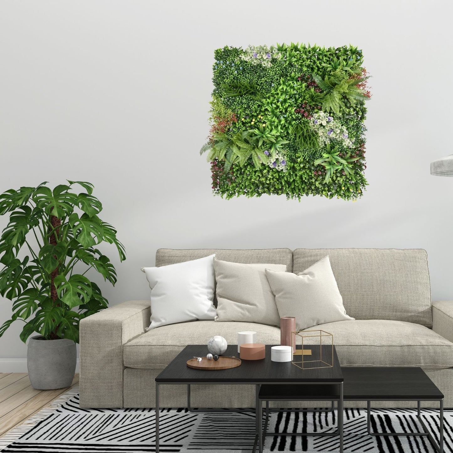 Country Garden - Artificial Living Wall Panel - 1m x 1m