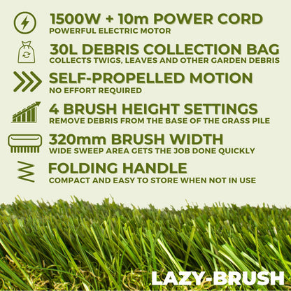 Lazy-Brush Artificial Grass Brush Electric Rake and Leaf Collector