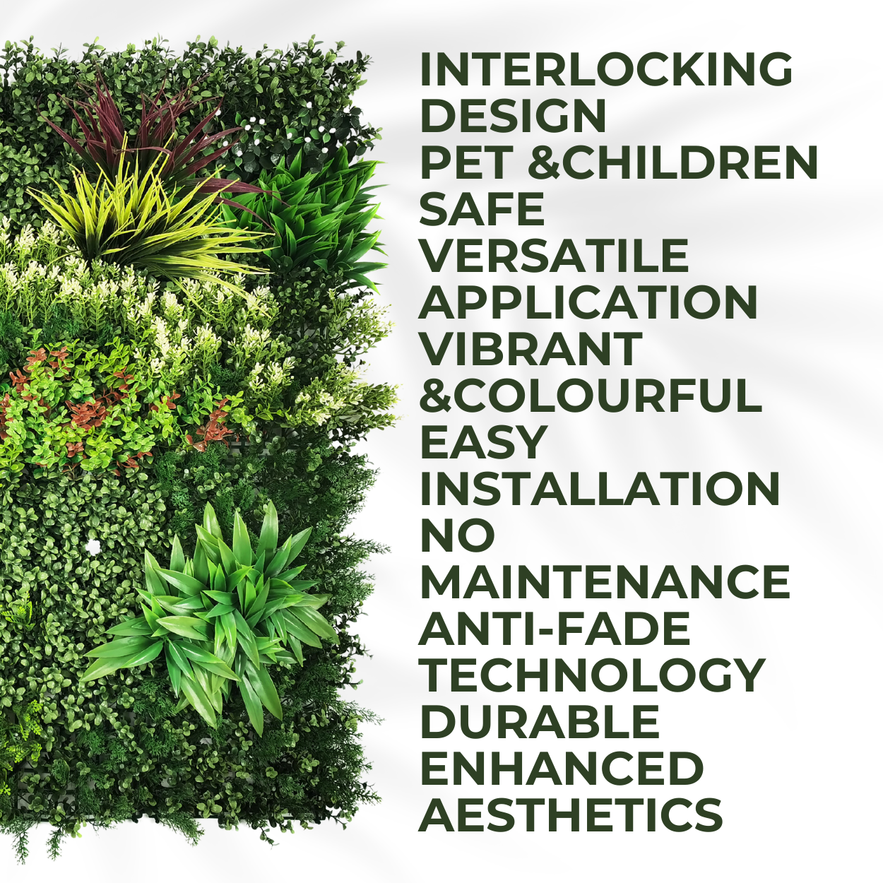 Lush Lonsdale - Artificial Living Wall Panel - 1m x 1m