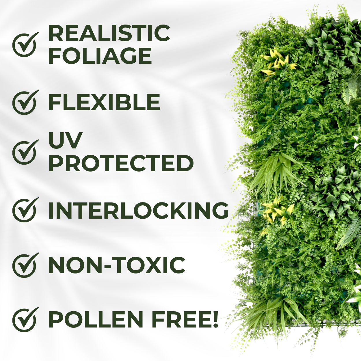 Beacon Fern - Artificial Living Wall Panel - 1m x 1m