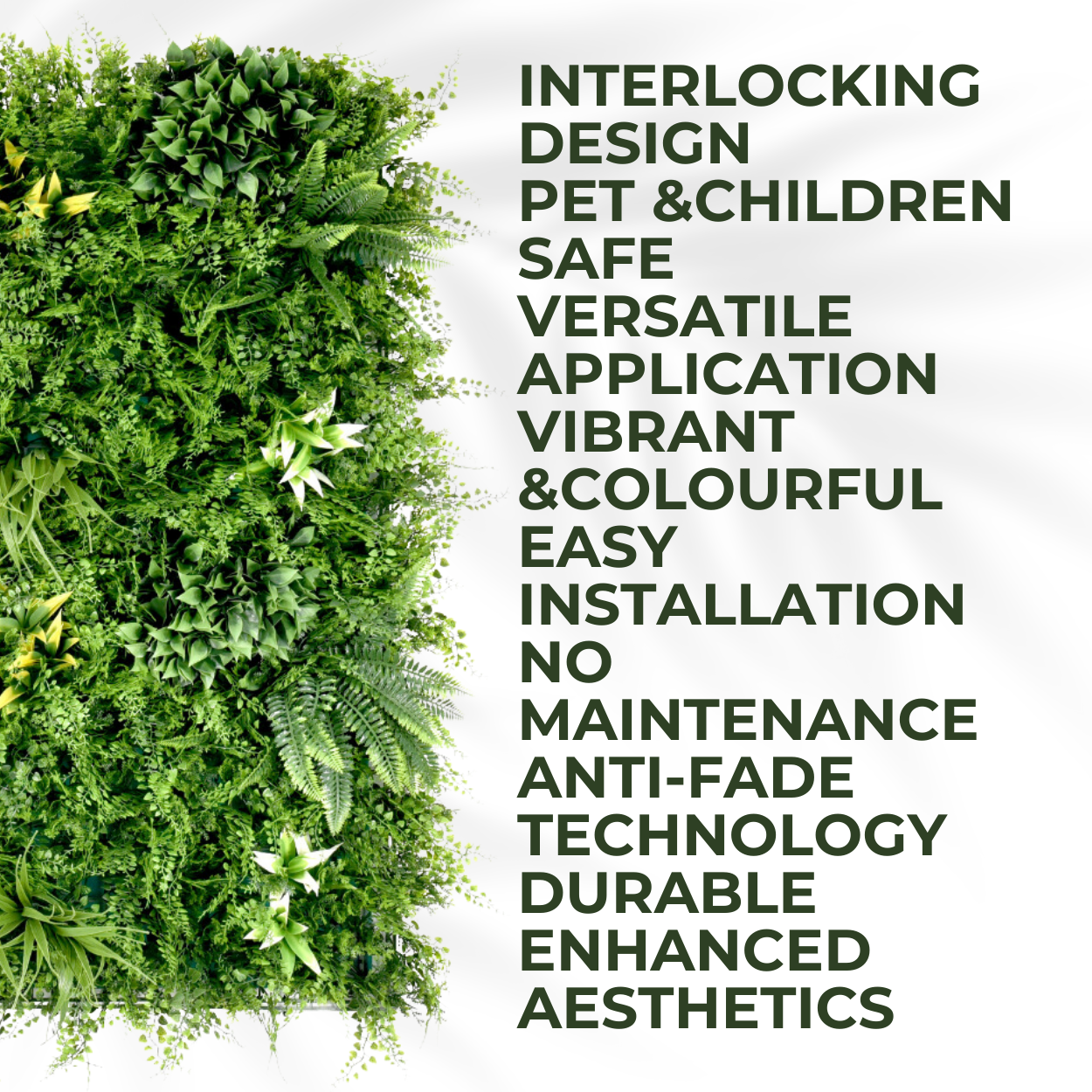 Beacon Fern - Artificial Living Wall Panel - 1m x 1m