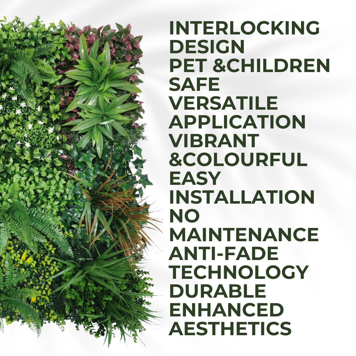 Lowther Green - Artificial Living Wall Panel - 1m x 1m