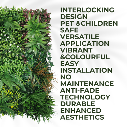 Lowther Green - Artificial Living Wall Panel - 1m x 1m
