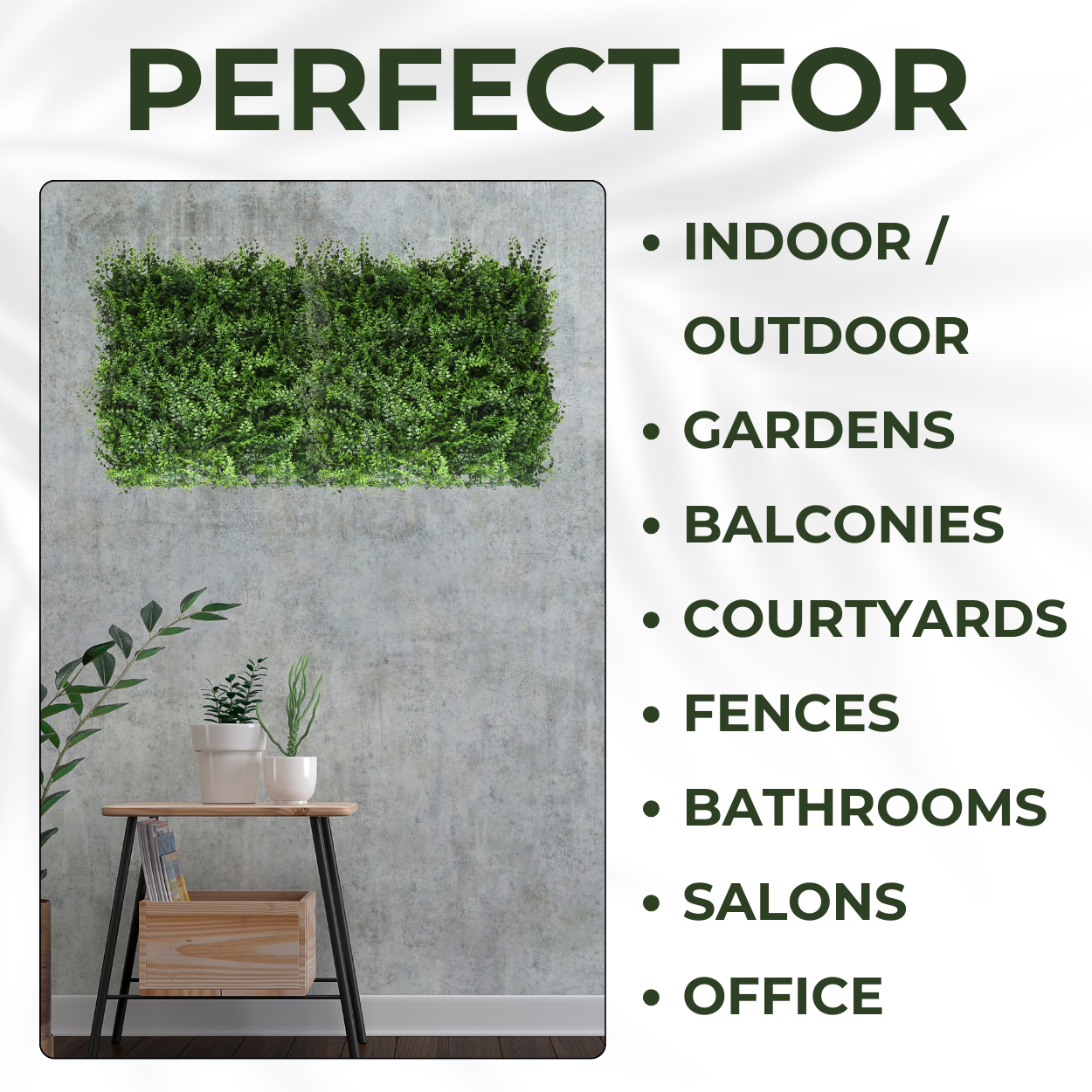 Fern - Artificial Living Wall Panel - 50cm x 50cm